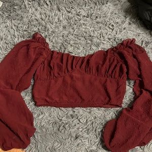 burgundy off shoulder top